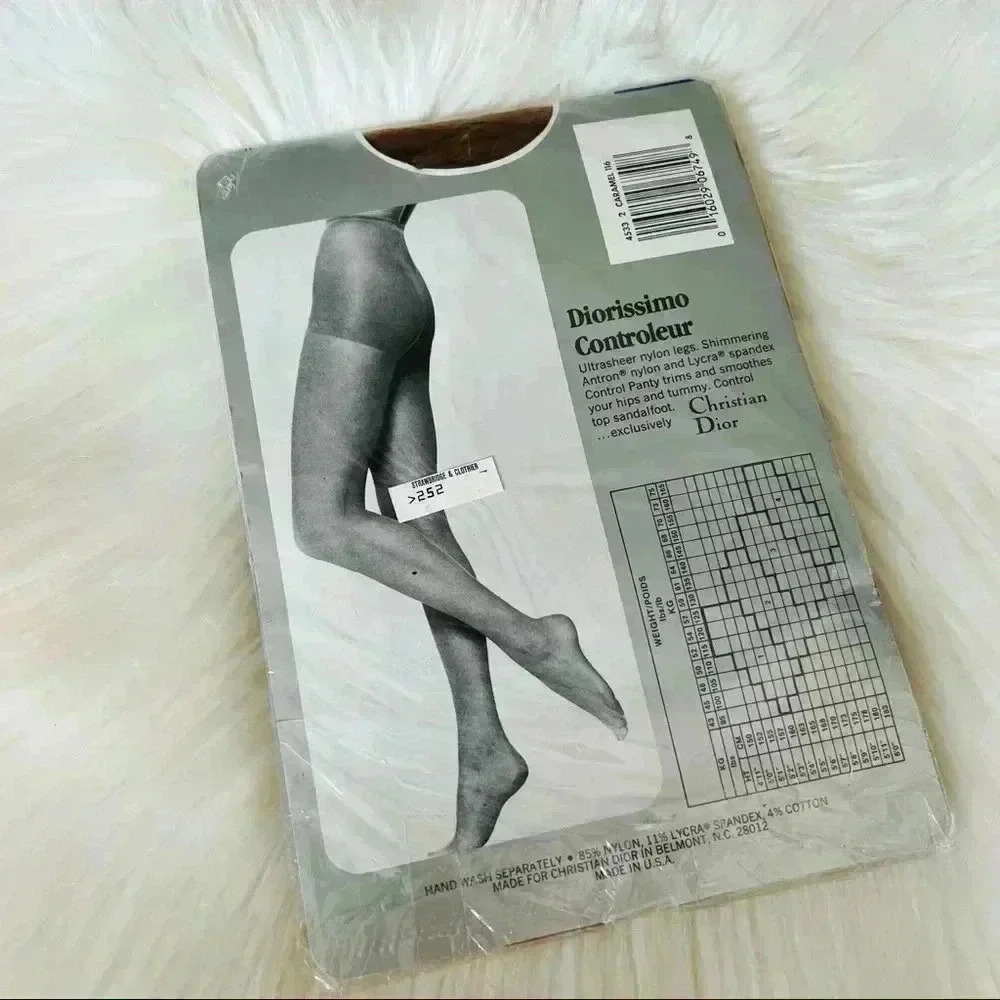 Vintage Christian Dior Pantyhose Caramel Sz 2 - Picture 2 of 6
